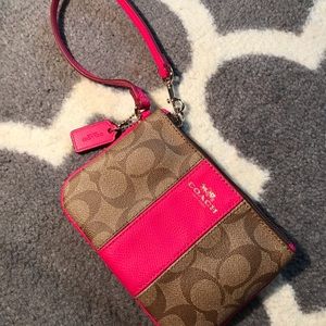 Coach signature monogram wristlet